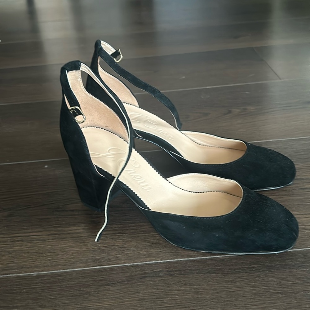 J. Crew Women’s Maise Ankle Strap Heel in Black Italian Suede